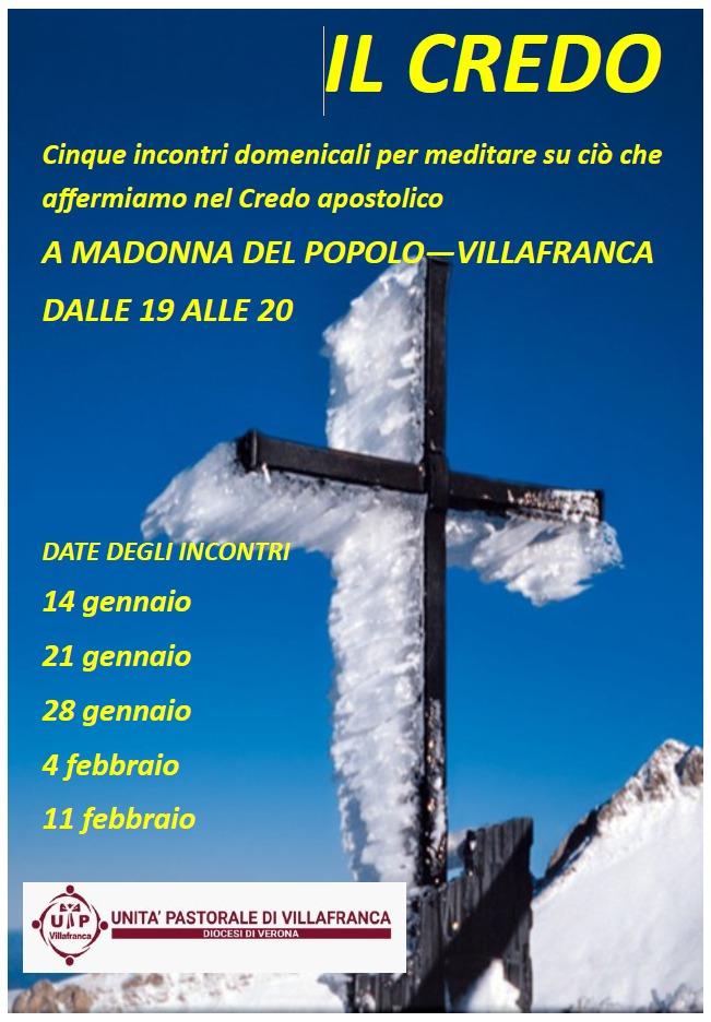 INCONTRI SUL CREDO – La Domenica dalle 19.00 alle 20.00 in chiesa a Madonna del Popolo – dal 14 gennaio al 11 febbraio.