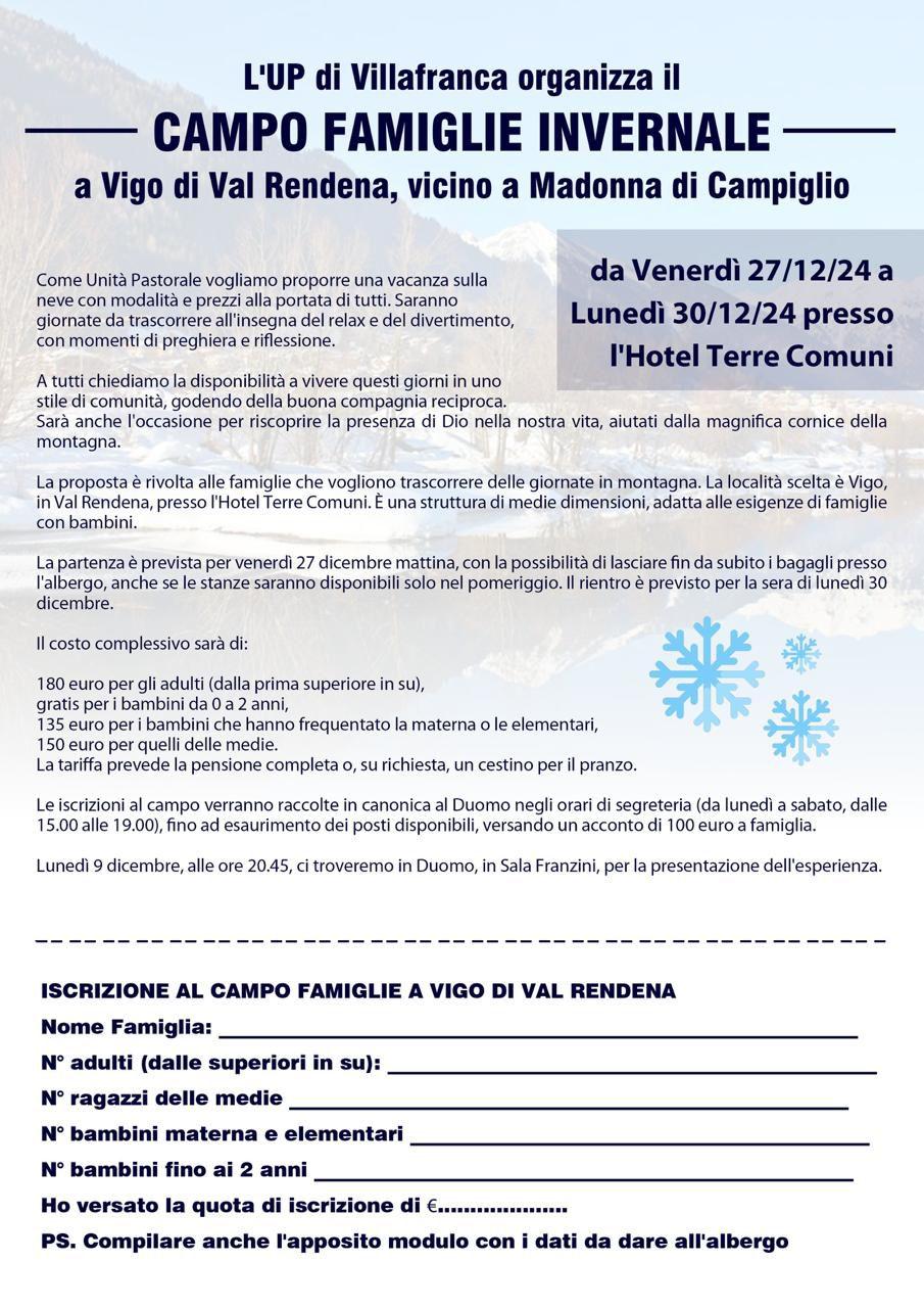 CAMPO FAMIGLIE INVERNALE 27 – 30 DICEMBRE 2024