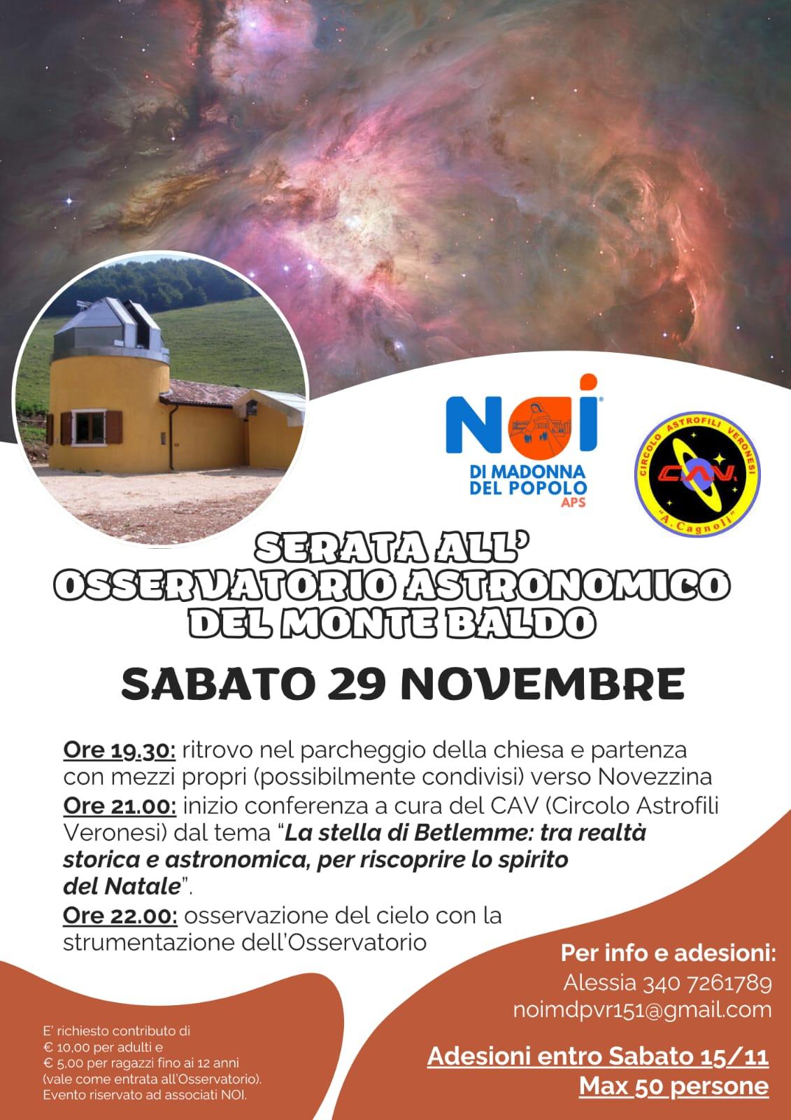 SERATA ALL’OSSERVATORIO ASTRONOMICO DEL MONTE BALDO